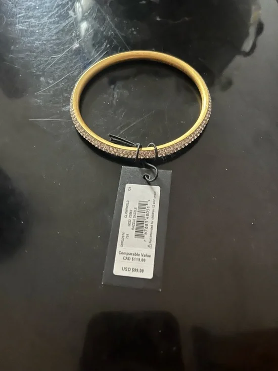 kate spade Gold and Clear Crystal Pavé Bangle Bracelet - Picture 3 of 4